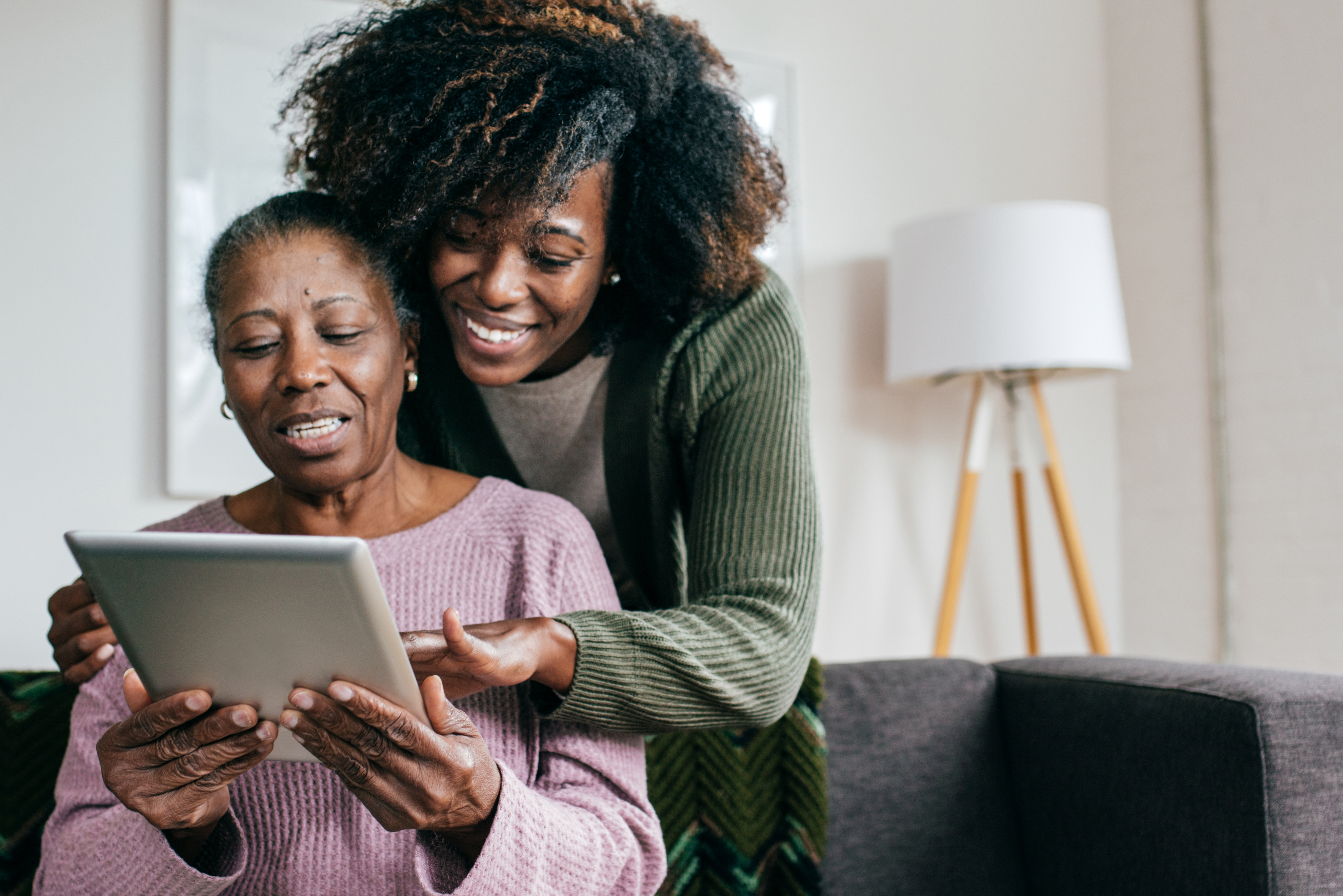 Woman looking at tablet